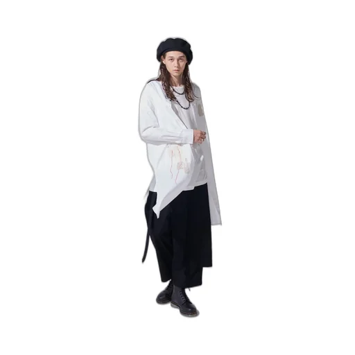 Cotton Twill Applique Long Shirt Boro