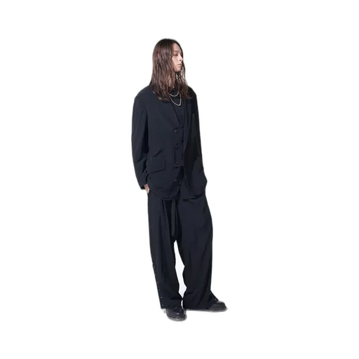 Crepe De Chine Button-Slit Pants