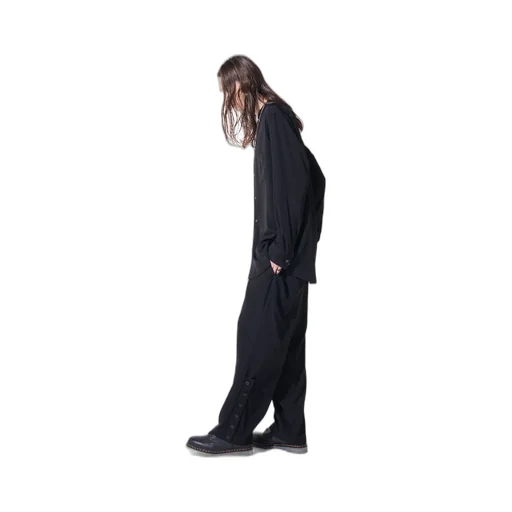 Crepe De Chine Button-Slit Pants