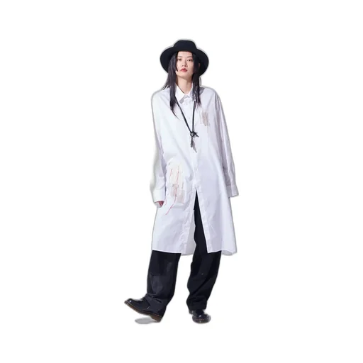 Cotton Twill Applique Long Shirt Boro
