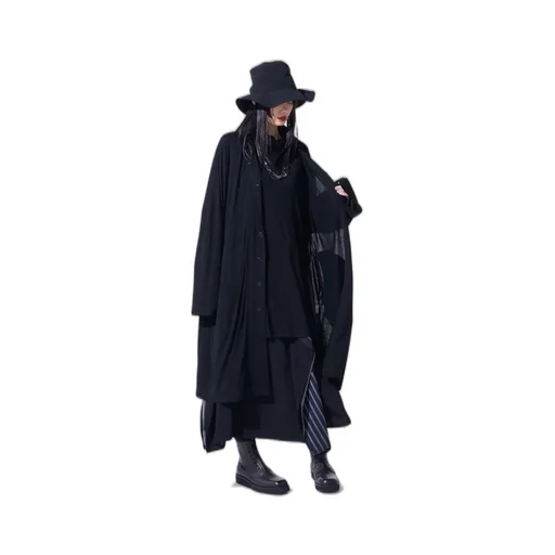 Rayon Jersey Collarless Long Cardigan