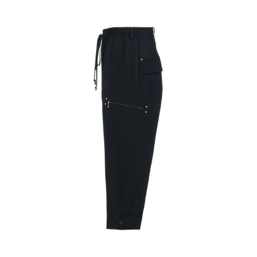 Washer Finished Wool Gabardine Studs Slim Sarouel Pants