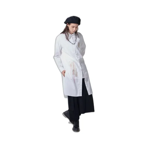 Cotton Twill Applique Long Shirt Boro