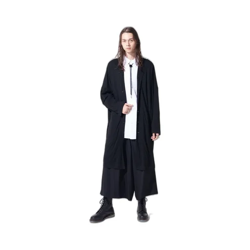 Rayon Jersey Collarless Long Cardigan