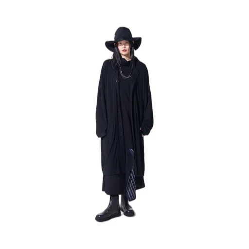 Rayon Jersey Collarless Long Cardigan