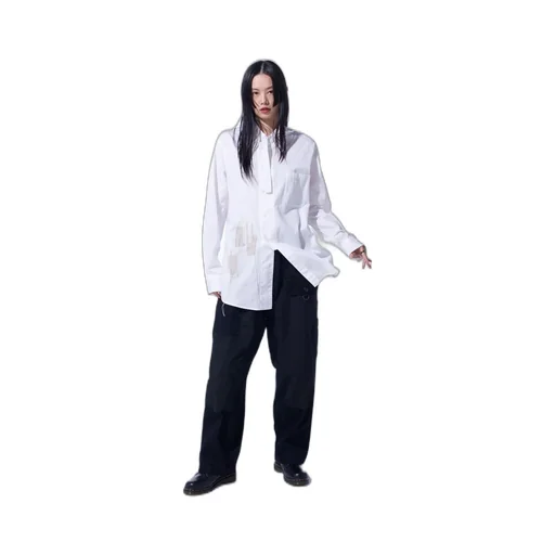 Cotton Twill Applique Stand Collar Shirt Boro