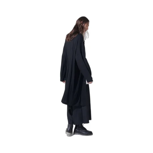 Rayon Jersey Collarless Long Cardigan