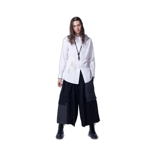 Cotton Twill Applique Stand Collar Shirt Boro