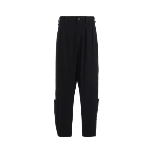 Crepe De Chine Button-Slit Pants