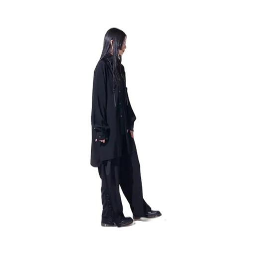 Crepe De Chine Button-Slit Pants