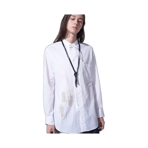 Cotton Twill Applique Stand Collar Shirt Boro
