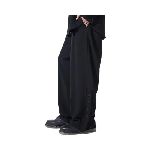 Crepe De Chine Button-Slit Pants
