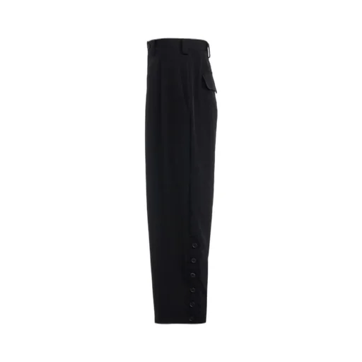 Crepe De Chine Button-Slit Pants