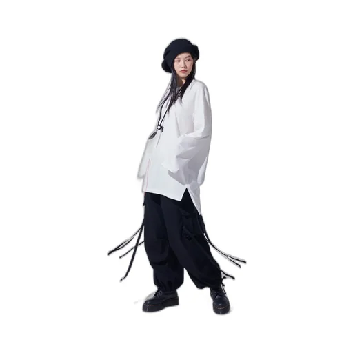 Soft Jersey Applique Side Slit Long-Sleeved T-Shirt Boro