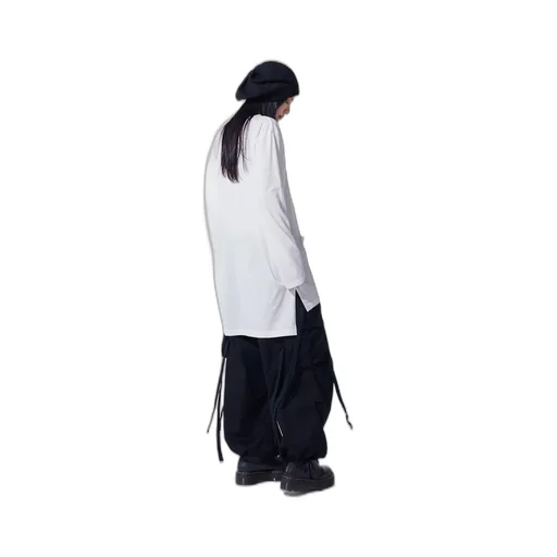 Soft Jersey Applique Side Slit Long-Sleeved T-Shirt Boro