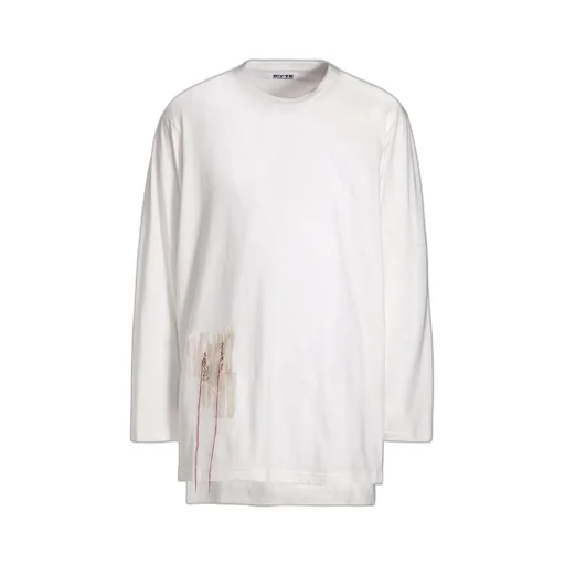 Soft Jersey Applique Side Slit Long-Sleeved T-Shirt Boro