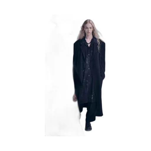 Crepe De Chine Oversized Notched Lapel Long Jacket