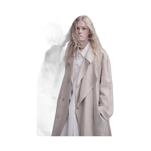 Linen Gauze Double-Breasted Coat With Double-Tailored Left Front
