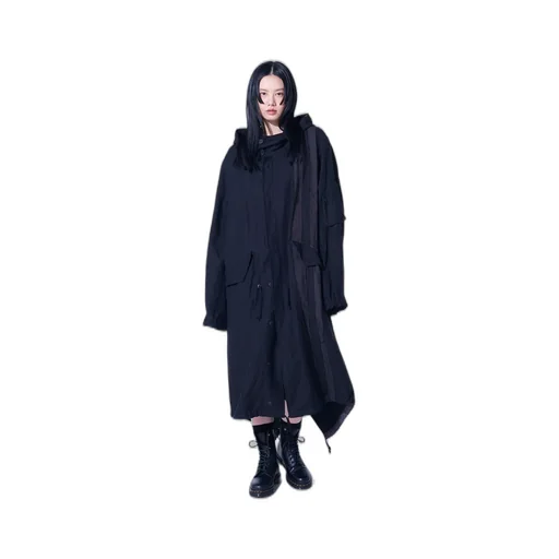 Bio-Washed Dual Fabric Mods Coat With Cut-Out Design