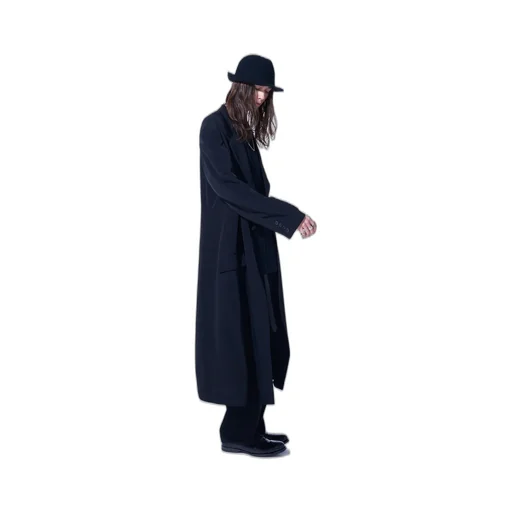 Crepe De Chine Oversized Notched Lapel Long Jacket