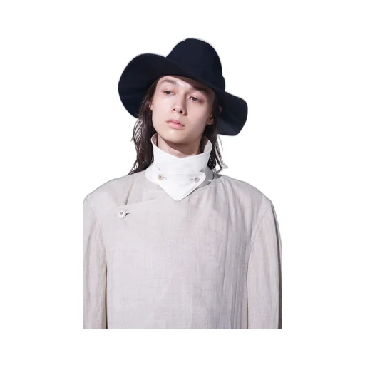 Linen Gauze Double-Breasted Coat With Double-Tailored Left Front