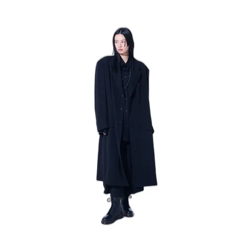 Crepe De Chine Oversized Notched Lapel Long Jacket