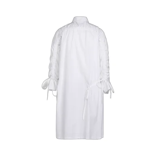 Cotton Broad Cloth Oversized Long Shirt With Gathered Strings