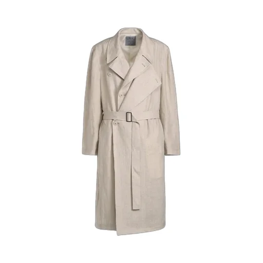 Linen Gauze Double-Breasted Coat With Double-Tailored Left Front