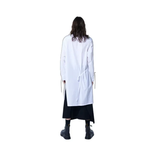Cotton Broad Cloth Oversized Long Shirt With Gathered Strings