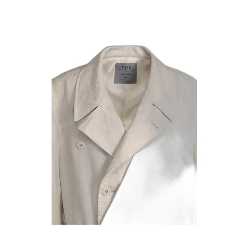 Linen Gauze Double-Breasted Coat With Double-Tailored Left Front