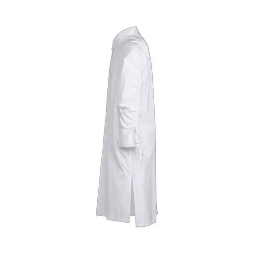Cotton Broad Cloth Oversized Long Shirt With Gathered Strings