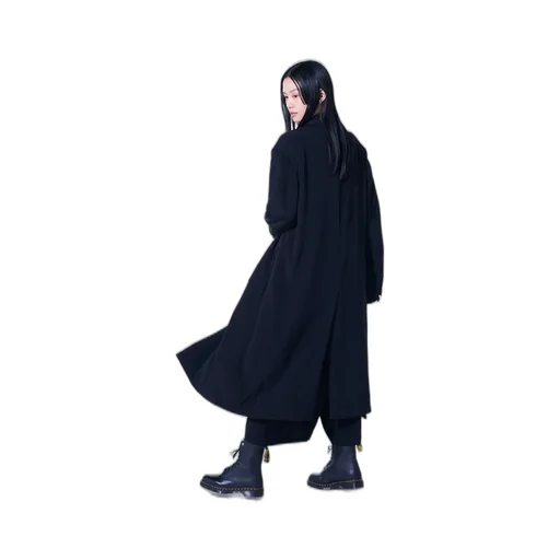 Crepe De Chine Oversized Notched Lapel Long Jacket