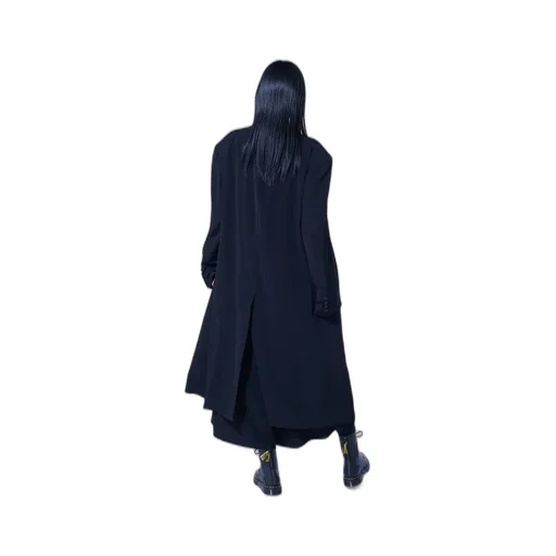 Crepe De Chine Oversized Notched Lapel Long Jacket