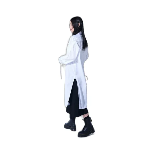 Cotton Broad Cloth Oversized Long Shirt With Gathered Strings
