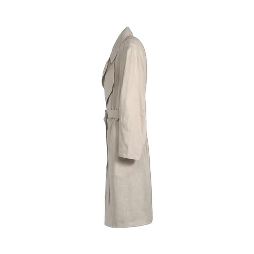 Linen Gauze Double-Breasted Coat With Double-Tailored Left Front
