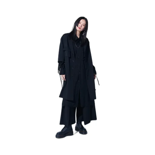 Washer Finished Wool Gabardine Long Jacket With Taped Sleeves