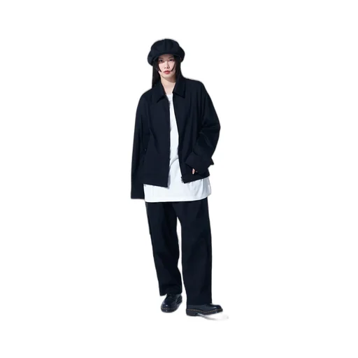 Cotton Twill 3-Tuck Wide Trousers With Side Stripes