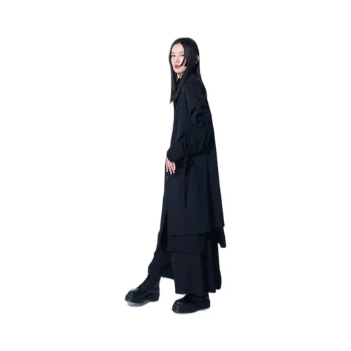 Washer Finished Wool Gabardine Long Jacket With Taped Sleeves