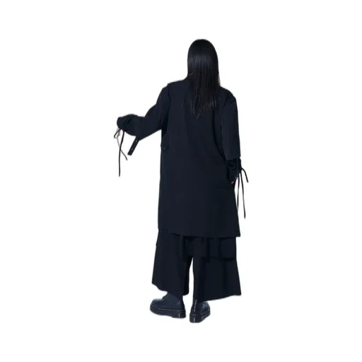 Washer Finished Wool Gabardine Long Jacket With Taped Sleeves