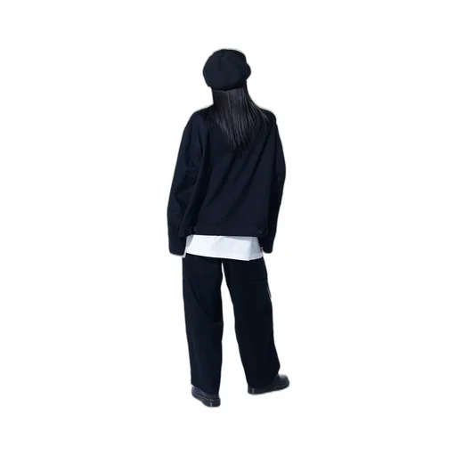 Cotton Twill 3-Tuck Wide Trousers With Side Stripes