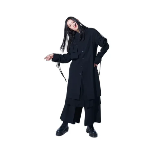 Washer Finished Wool Gabardine Long Jacket With Taped Sleeves