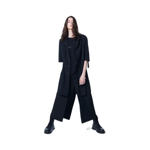Washer Finished Wool Gabardine Long Jacket With Taped Sleeves
