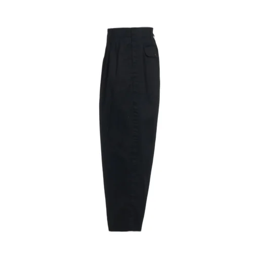 Cotton Twill 3-Tuck Wide Trousers With Side Stripes