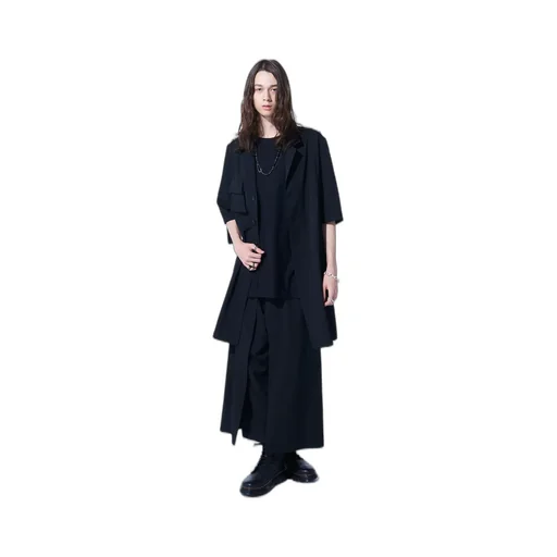 Washer Finished Wool Gabardine Long Jacket With Taped Sleeves