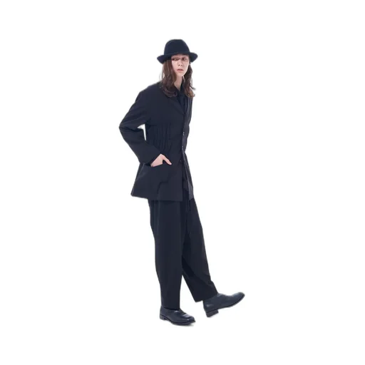 Pe/Rayon Gabardine Stretch Jacket With Gathered Shirring
