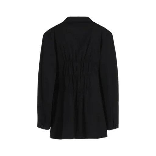 Pe/Rayon Gabardine Stretch Jacket With Gathered Shirring