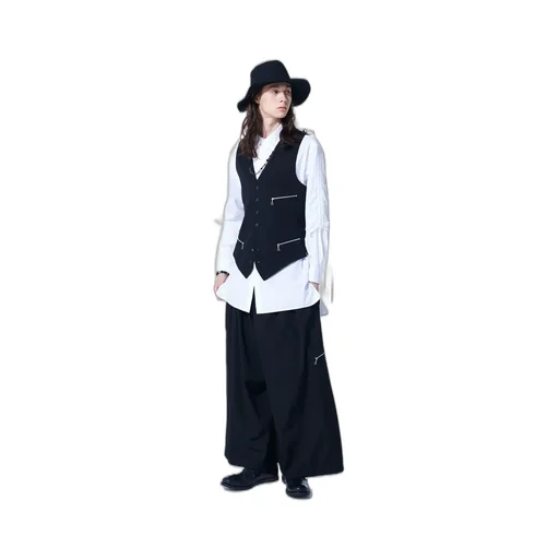 Washer Finished Wool Gabardine Balloon Pants With Zipper Pockets