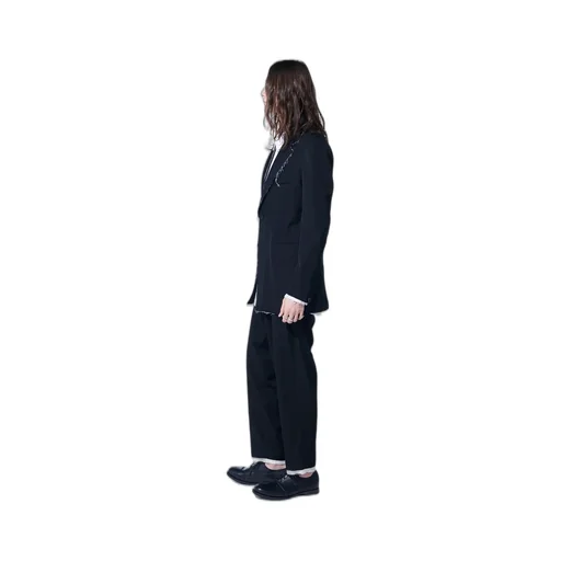 Washer Finished Wool Gabardine 2-Tuck Pants With Cut-Out Hem Design