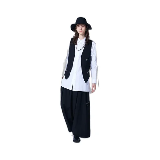 Washer Finished Wool Gabardine Balloon Pants With Zipper Pockets