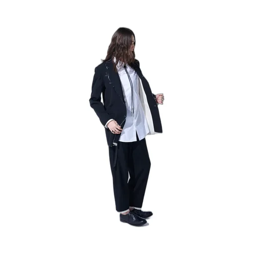 Washer Finished Wool Gabardine 2-Tuck Pants With Cut-Out Hem Design